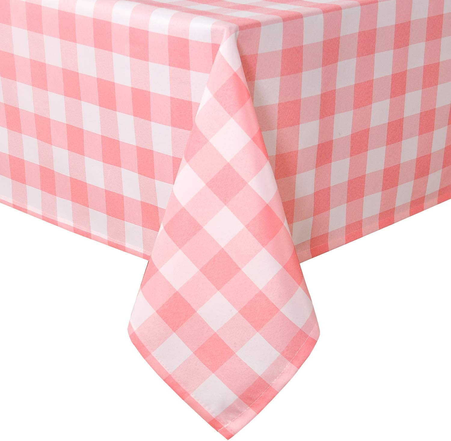 Hiasan Buffalo Plaid Tablecloth Square, 54 x 54 Inches - Waterproof & Washable Polyester Fabric Checkered Table Cover for Dining, Outdoor Picnic and Party (Pink and White)