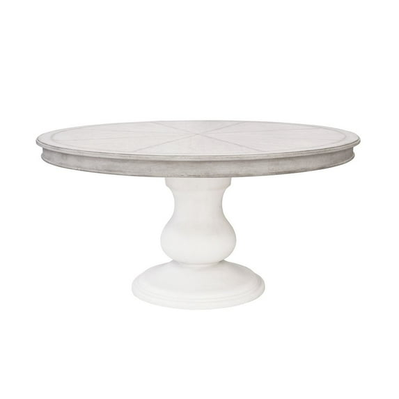 Higgins Street Round Wood Pedestal Dining Table in White by Pulaski Furniture