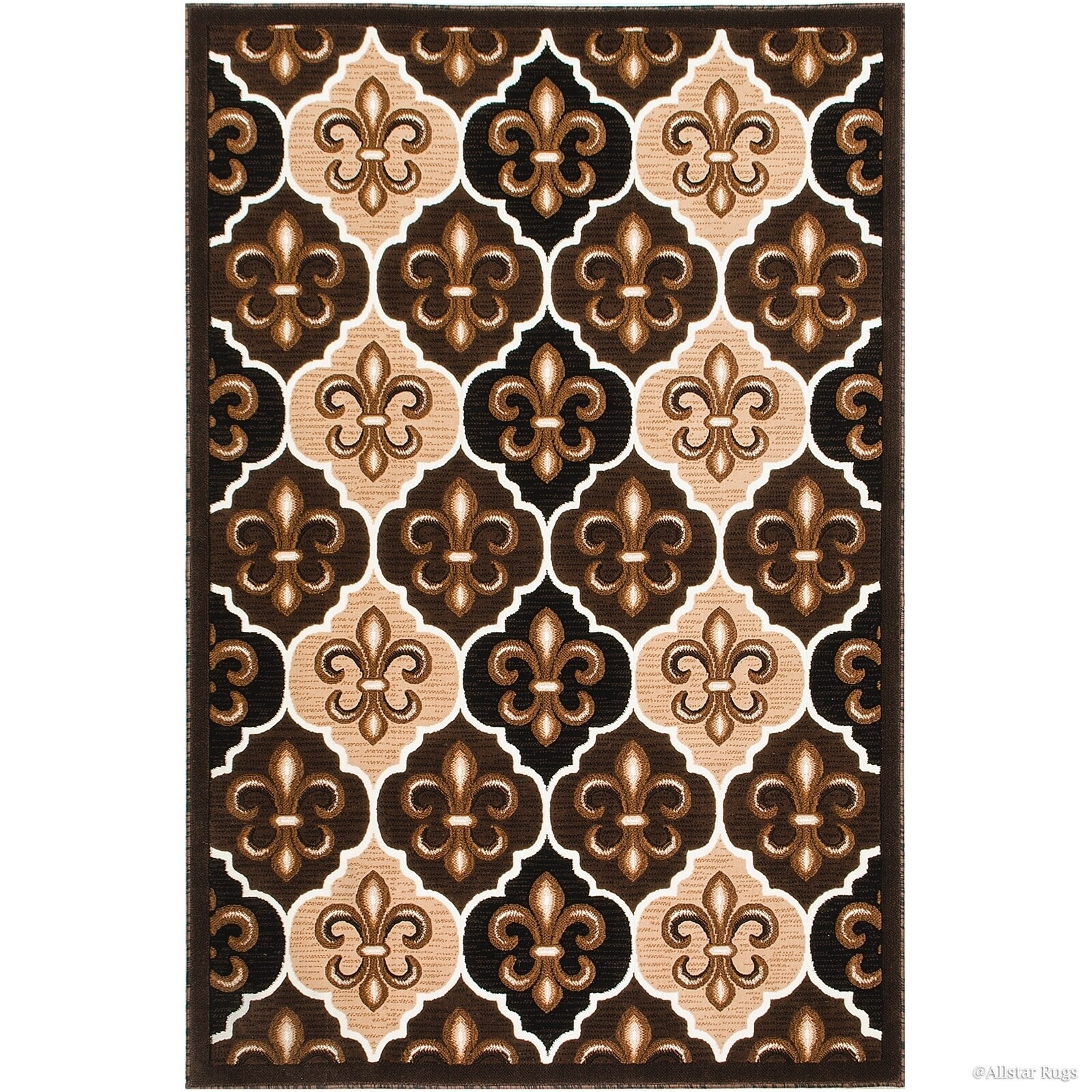 Allstar Rugs Allstar Modern Floral Fleur De Lis Design Rug 4' 11"x6' 11" 5' x 8'