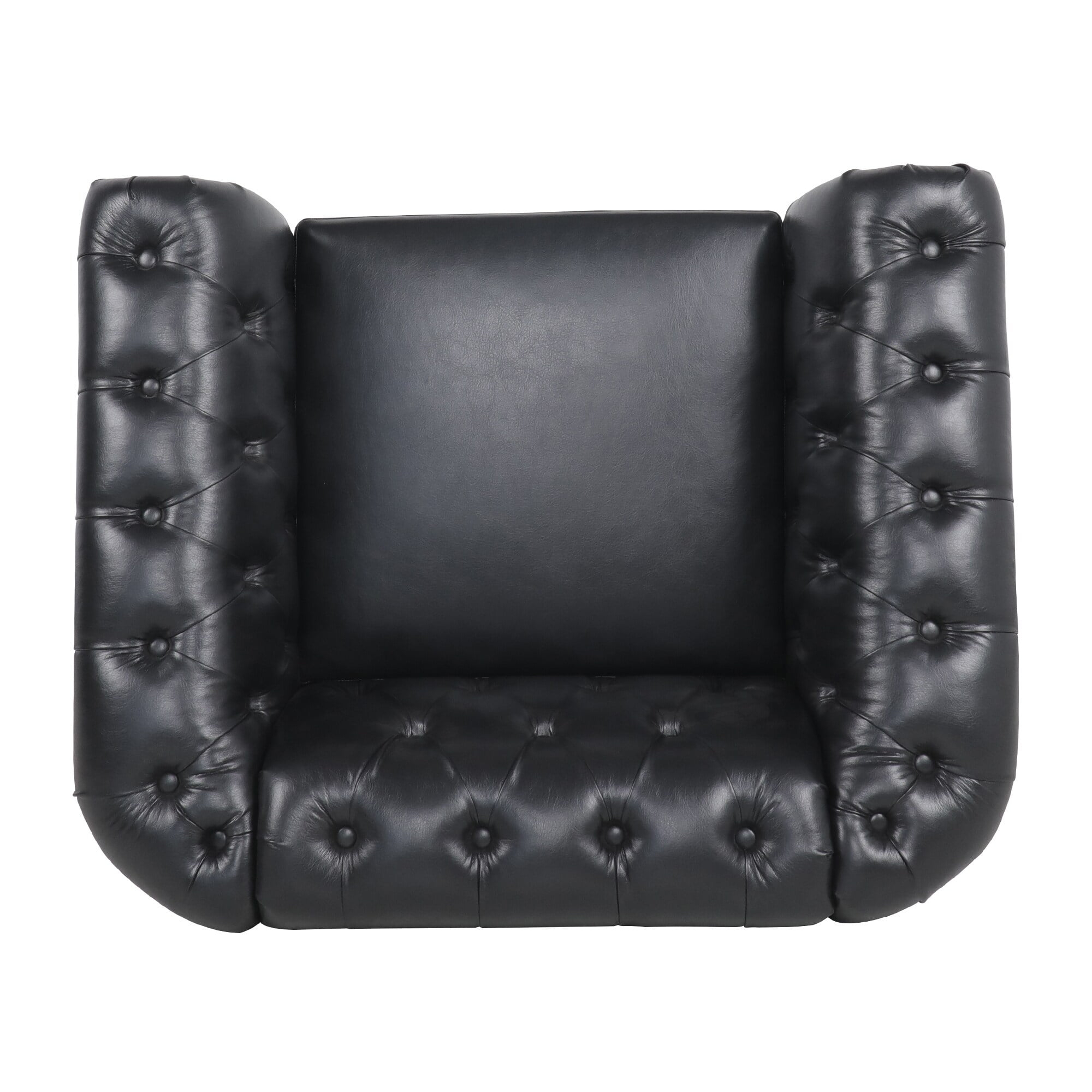 Highland Chesterfield Upholstered Accent Chair in PU with Tufted Back - 39"Wx33"Dx28"D Black