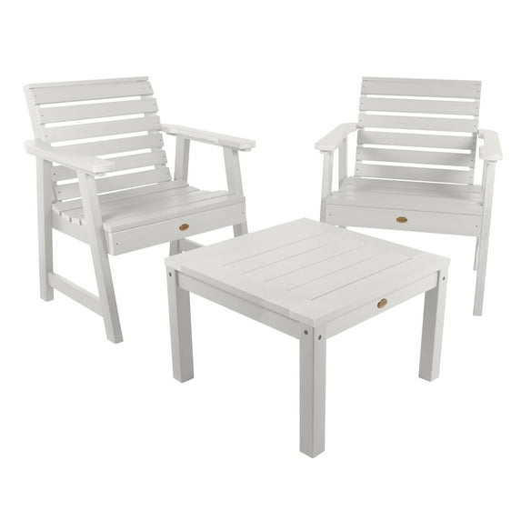 Highwood 3-pc Weatherly Garden Chair Set with 1 Square Side Table - Outdoor, Eco-friendly, Synthetic Wood