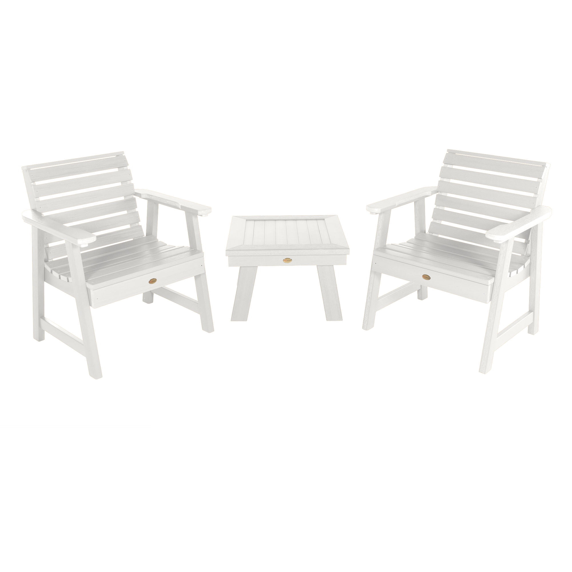 Highwood 3-pc Weatherly Garden Chair Set with 1 Square Side Table - Outdoor, Eco-friendly, Synthetic Wood