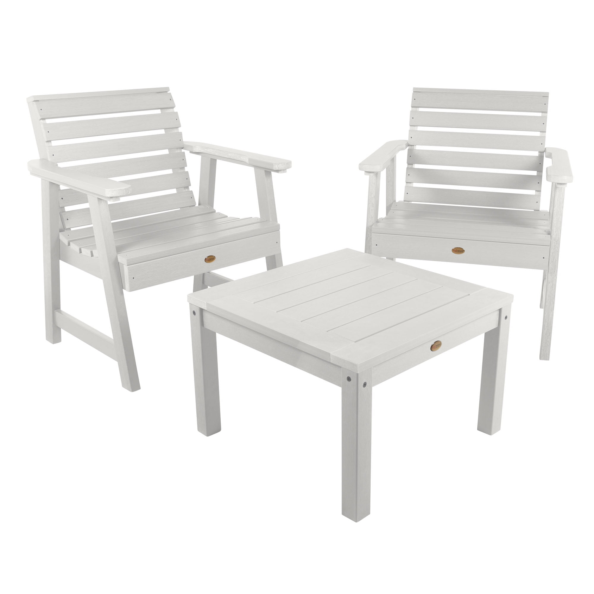 Highwood 3-pc Weatherly Garden Chair Set with 1 Square Side Table - Outdoor, Eco-friendly, Synthetic Wood