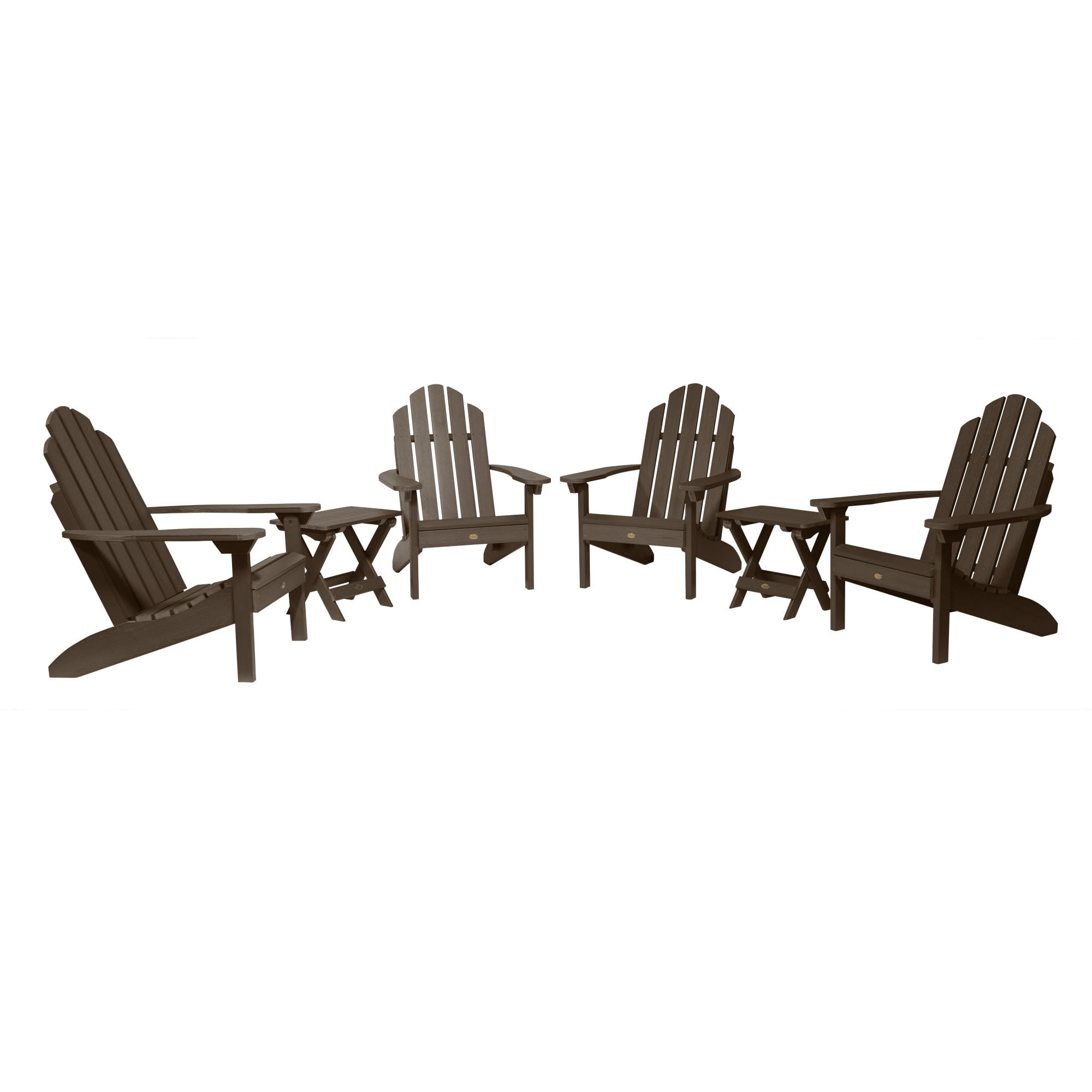 Highwood 6-pc Classic Westport Adirondack Set with 4 Classic Westport Adirondack Chairs and 2 Folding Side Tables - Outdoor, Eco-friendly, Synthetic Wood
