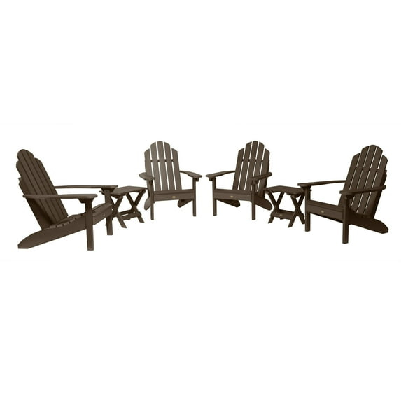 Highwood 6-pc Classic Westport Adirondack Set with 4 Classic Westport Adirondack Chairs and 2 Folding Side Tables - Outdoor, Eco-friendly, Synthetic Wood