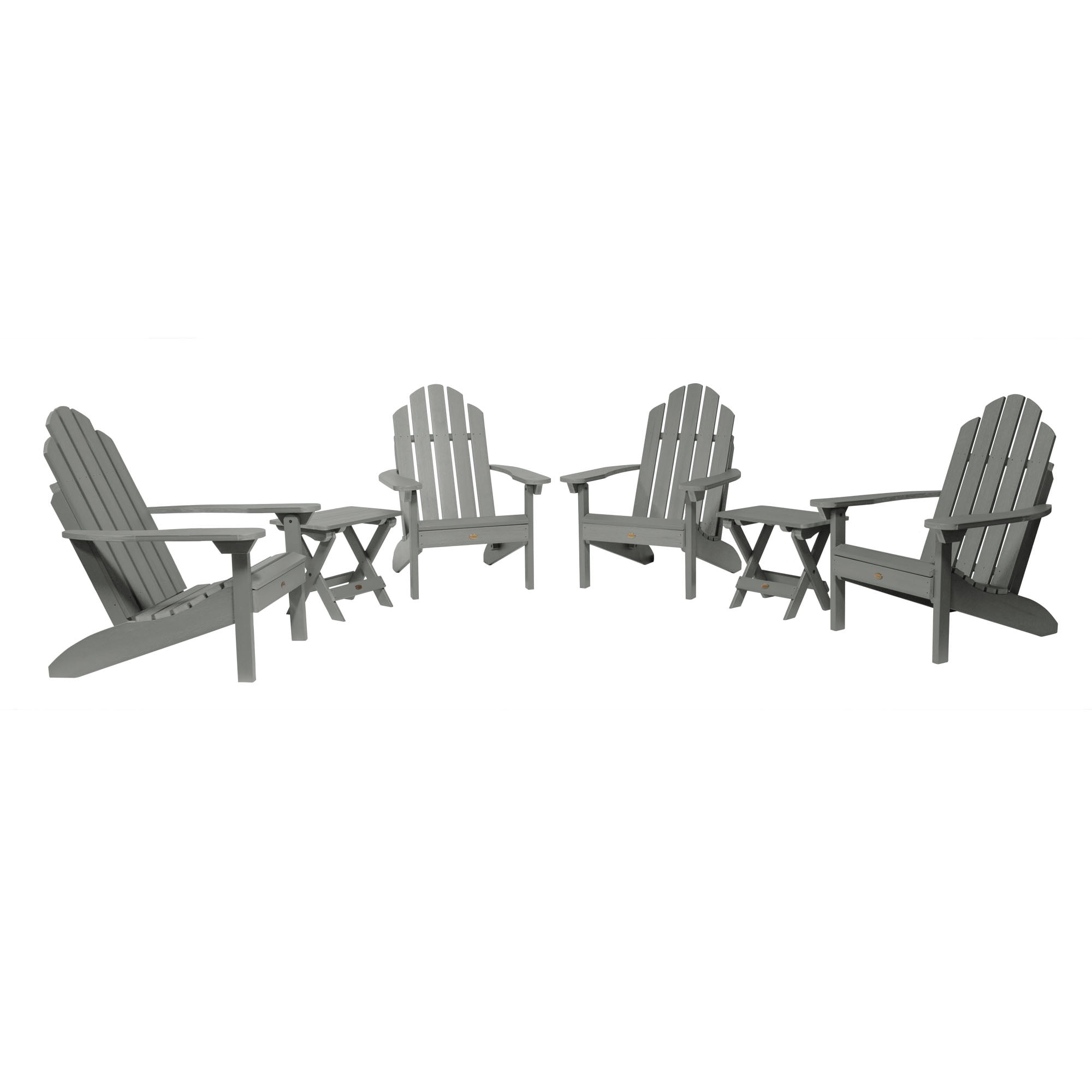 Highwood 6-pc Classic Westport Adirondack Set with 4 Classic Westport Adirondack Chairs and 2 Folding Side Tables - Outdoor, Eco-friendly, Synthetic Wood