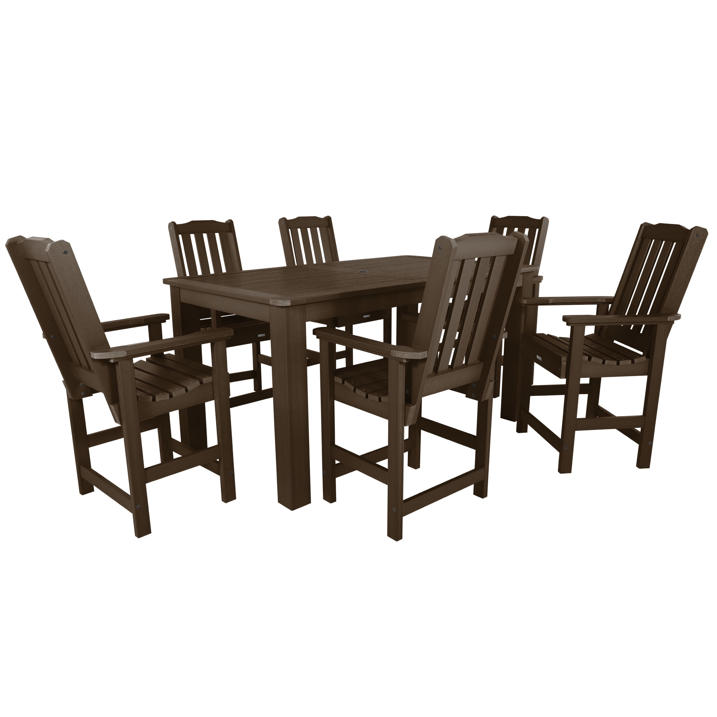 Highwood 7-pc Lehigh Dining Set - 42" x 72" Rectangle Table, Counter Height, Outdoor, Eco-friendly, Synthetic Wood
