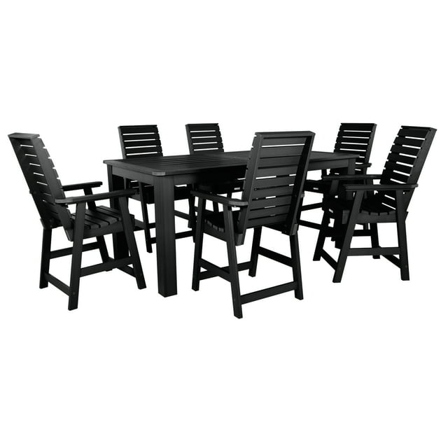 Highwood 7-pc Weatherly Dining Set - 42" x 84" Rectangle Table, Counter Height, Outdoor, Eco-friendly, Synthetic Wood