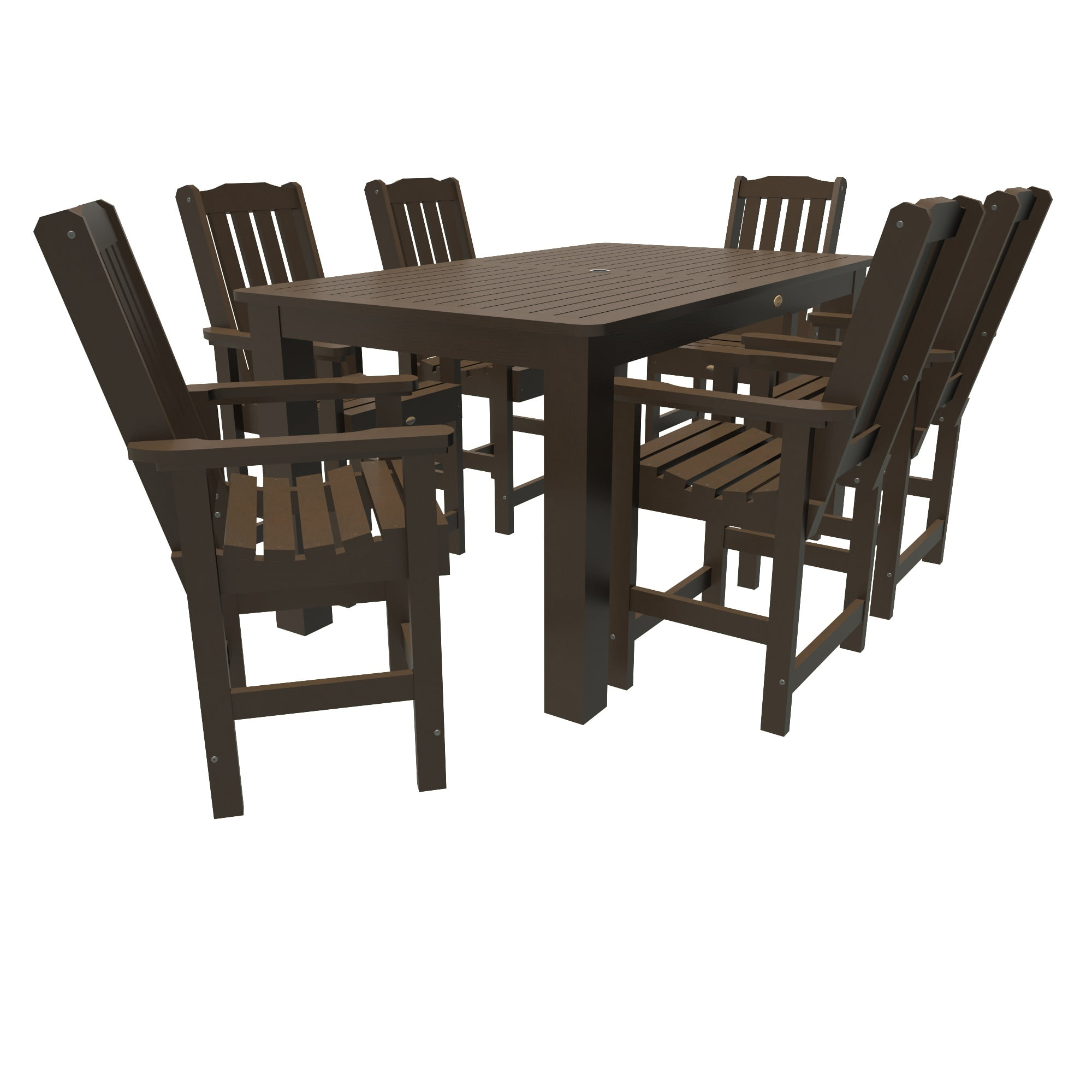 Highwood 7-pc Lehigh Dining Set - 42" x 72" Rectangle Table, Counter Height, Outdoor, Eco-friendly, Synthetic Wood