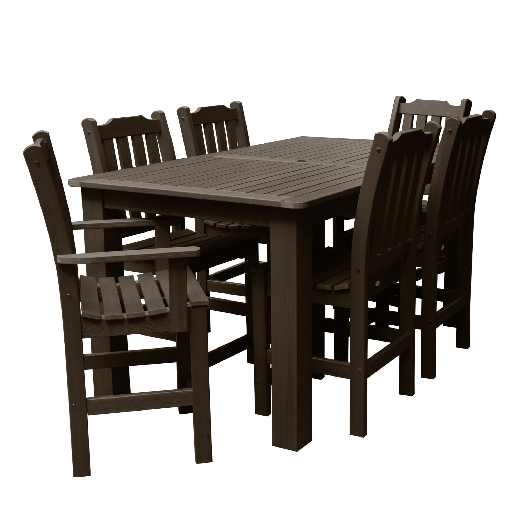 Highwood 7-pc Lehigh Dining Set - 42" x 72" Rectangle Table, Counter Height, Outdoor, Eco-friendly, Synthetic Wood