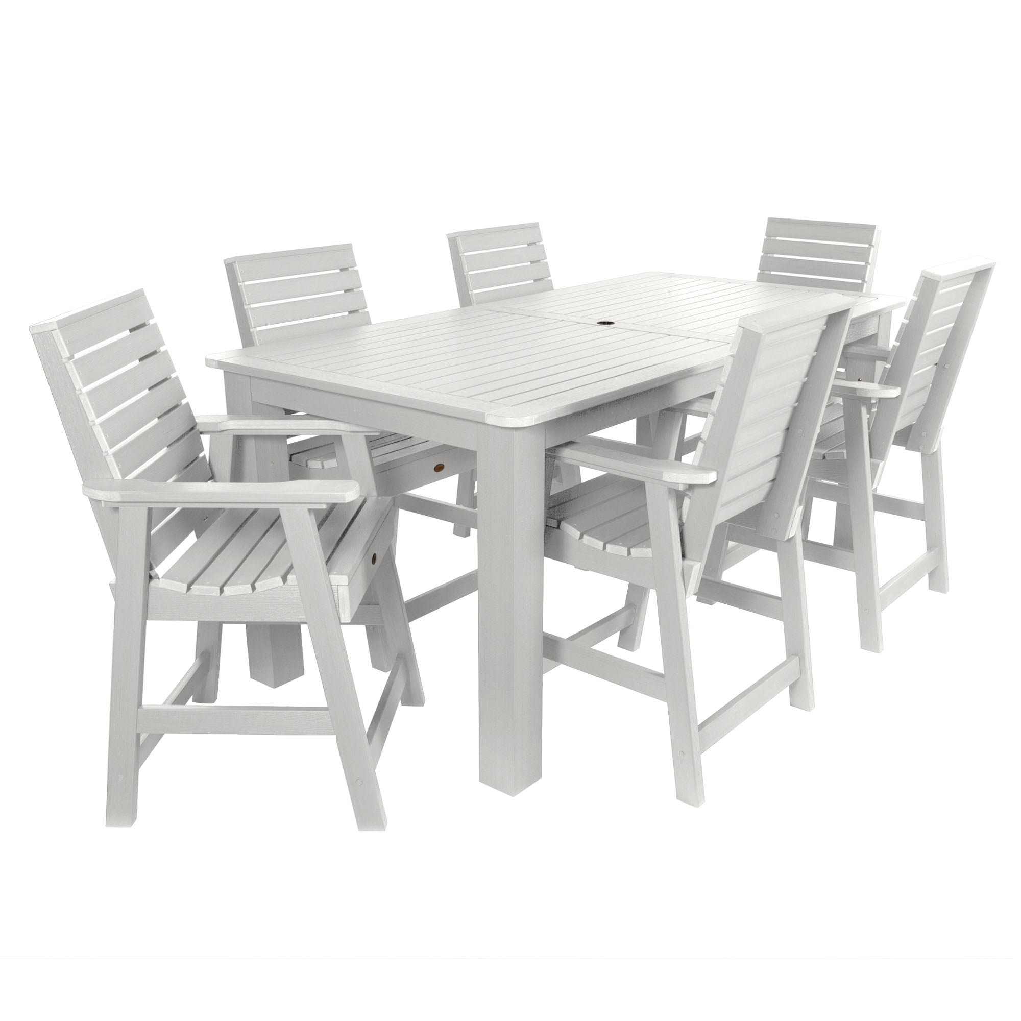 Highwood 7-pc Weatherly Dining Set - 42" x 84" Rectangle Table, Counter Height, Outdoor, Eco-friendly, Synthetic Wood