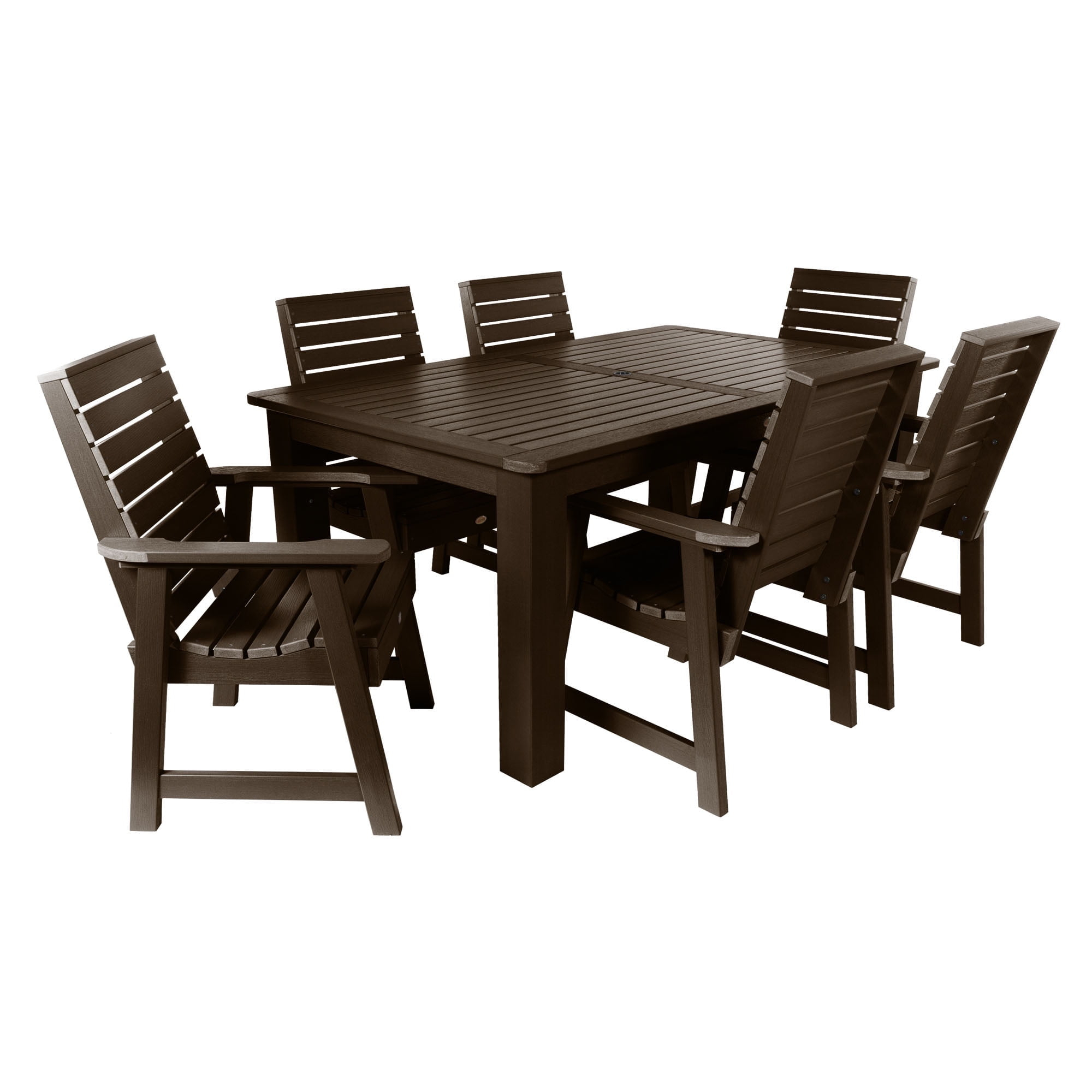 Highwood 7-pc Weatherly Dining Set - 42" x 72" Rectangle Table, Dining Height, Outdoor, Eco-friendly, Synthetic Wood