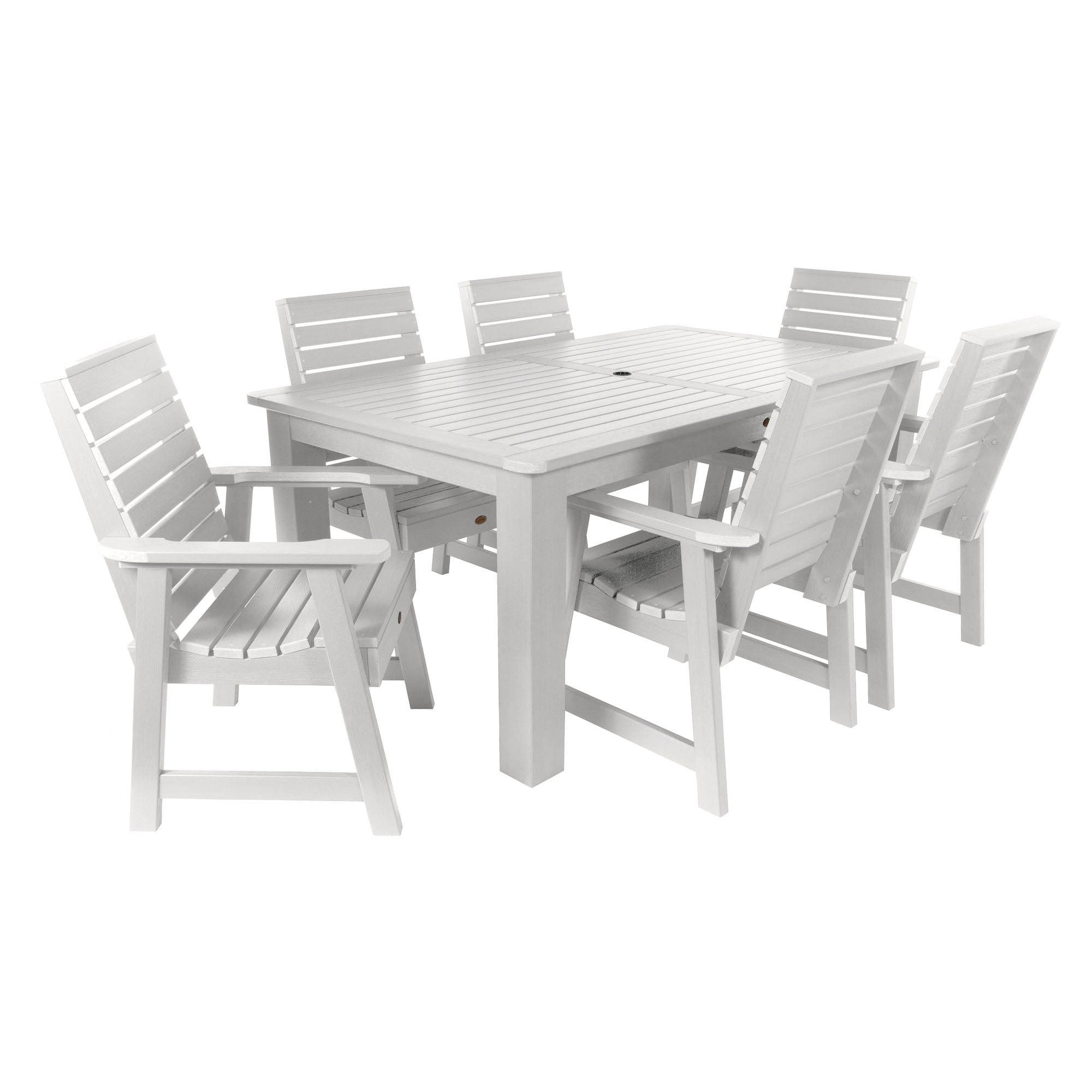 Highwood 7-pc Weatherly Dining Set - 42" x 72" Rectangle Table, Dining Height, Outdoor, Eco-friendly, Synthetic Wood