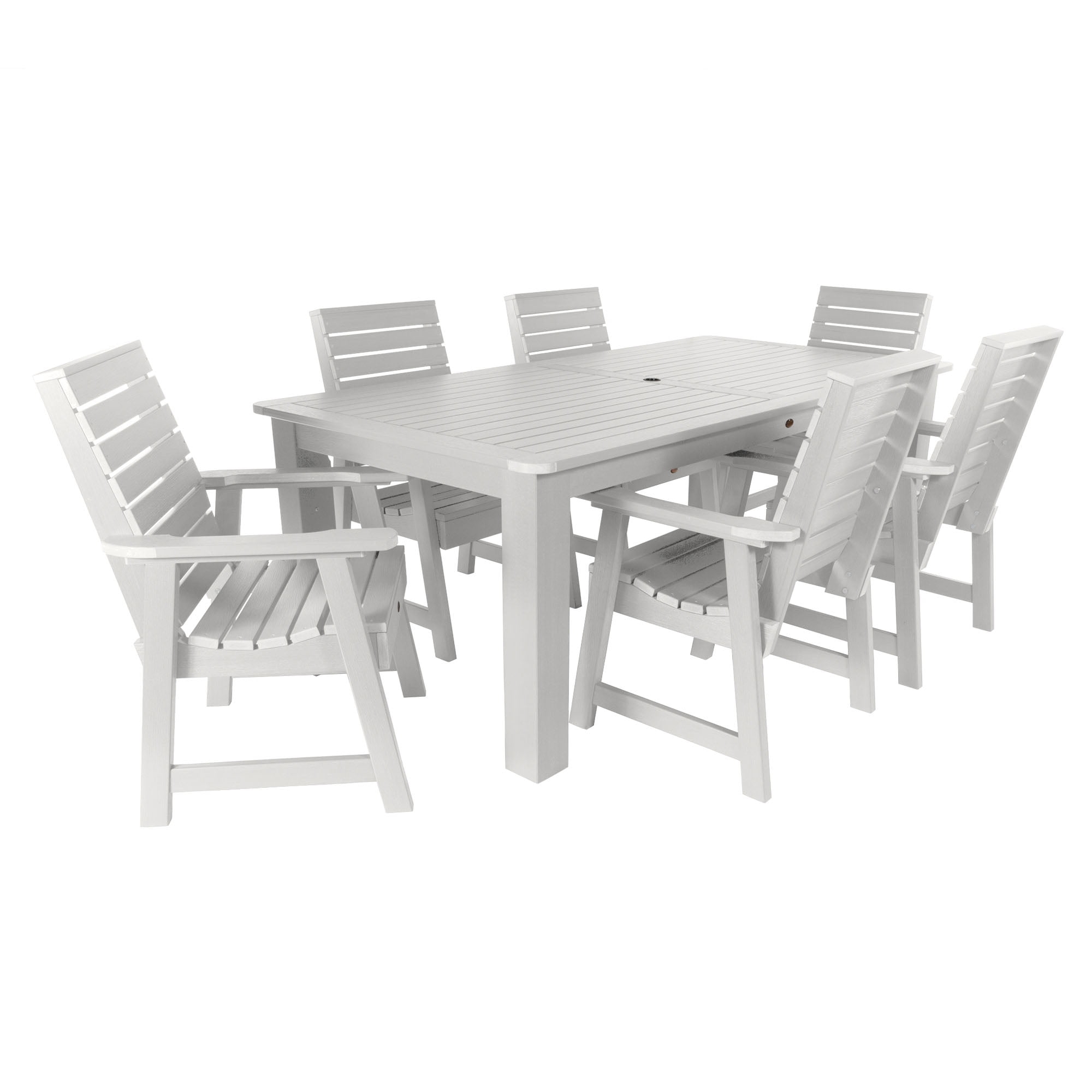 Highwood 7-pc Weatherly Dining Set - 42" x 84" Rectangle Table, Dining Height, Outdoor, Eco-friendly, Synthetic Wood
