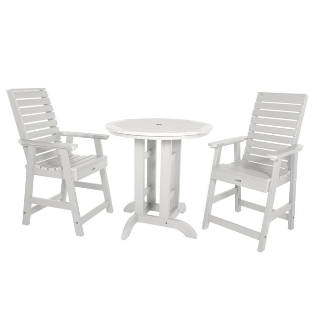 Highwood's 36" Round 3-pc Weatherly Dining Set - Counter Height, Outdoor, Eco-friendly, Synthetic Wood