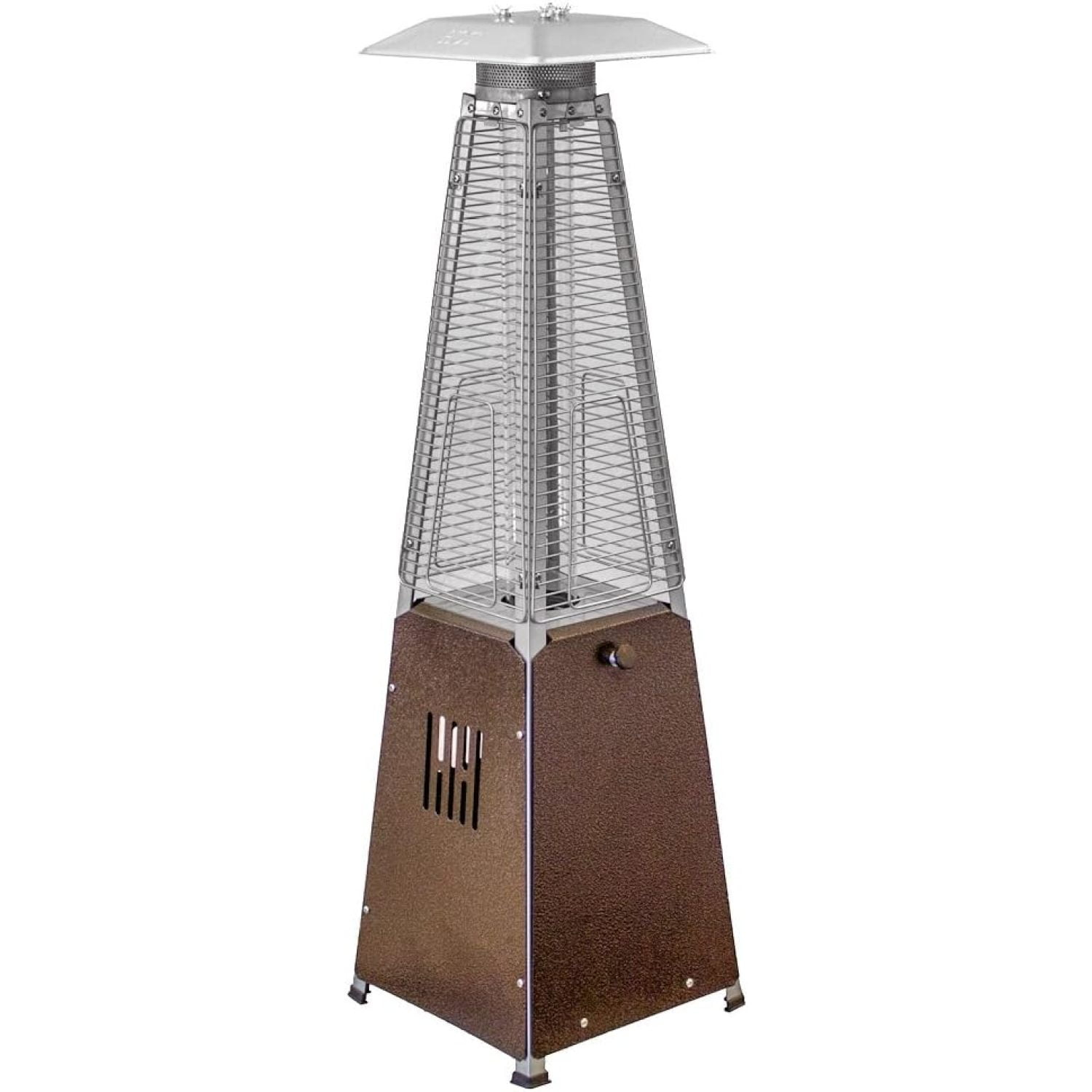 Hiland HLDS032-GTTHG Portable Propane Table Top Pyramid Glass Tube Patio Heater, 9500 BTU, Bronze