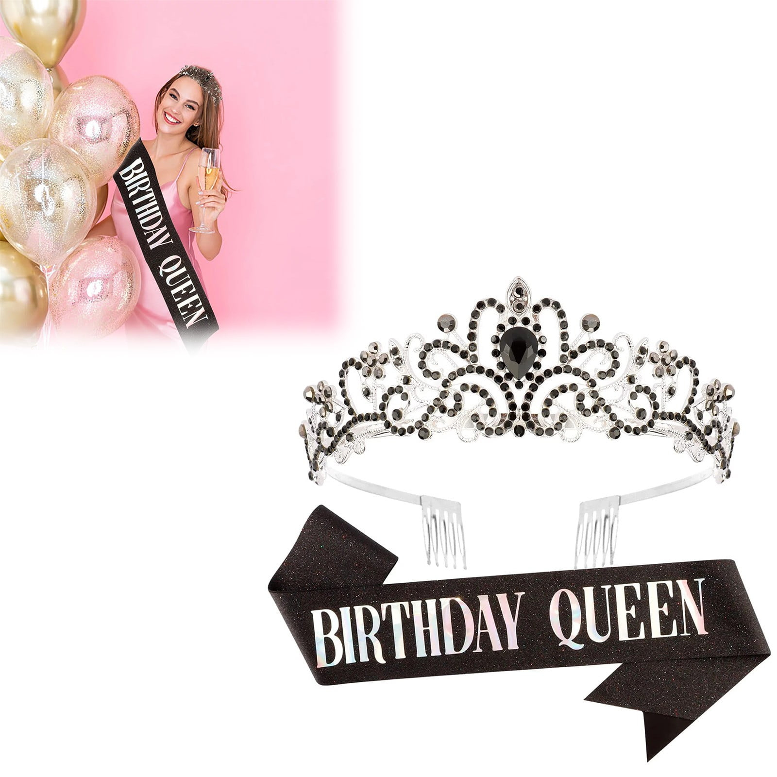 Hilingoto Clearance! Birthday Girl Crown with Birthday Sash Birthday Girl Headband Birthday Crowns for Women for Women Happy Birthday Decorations Birthday Party Supplies Girl Party Balloon