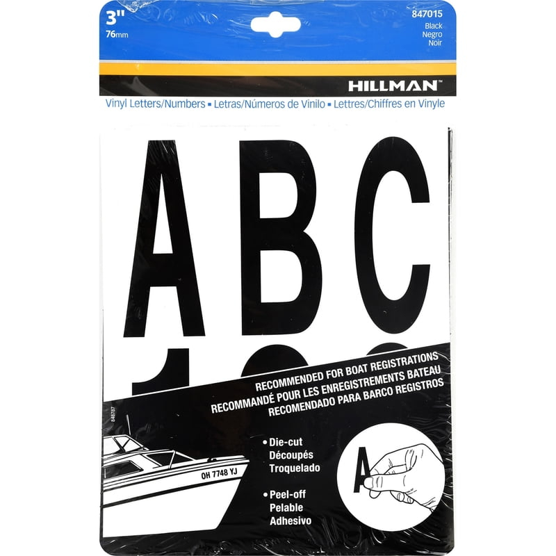 Hillman Group  3 in. Black Glossy Vinyl Die Cut Self Adhesive Letters & Numbers -  6 Piece