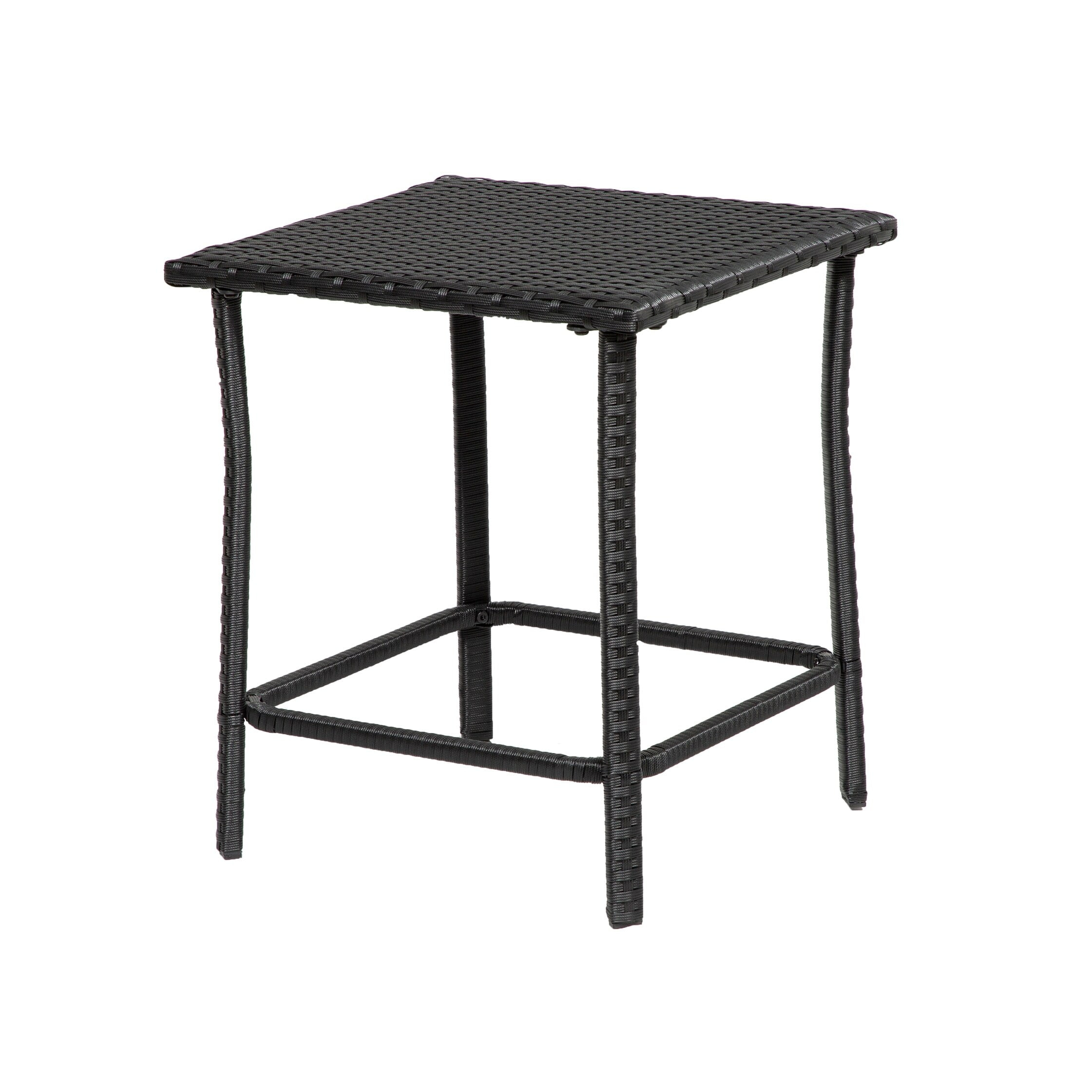 Polytrends Heritage Outdoor 3-piece Wicker Bistro Patio Set Black/Beige