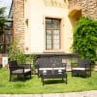 Hillroad 4-Piece Woven Rattan Wicker Seating Set, Black/Beige