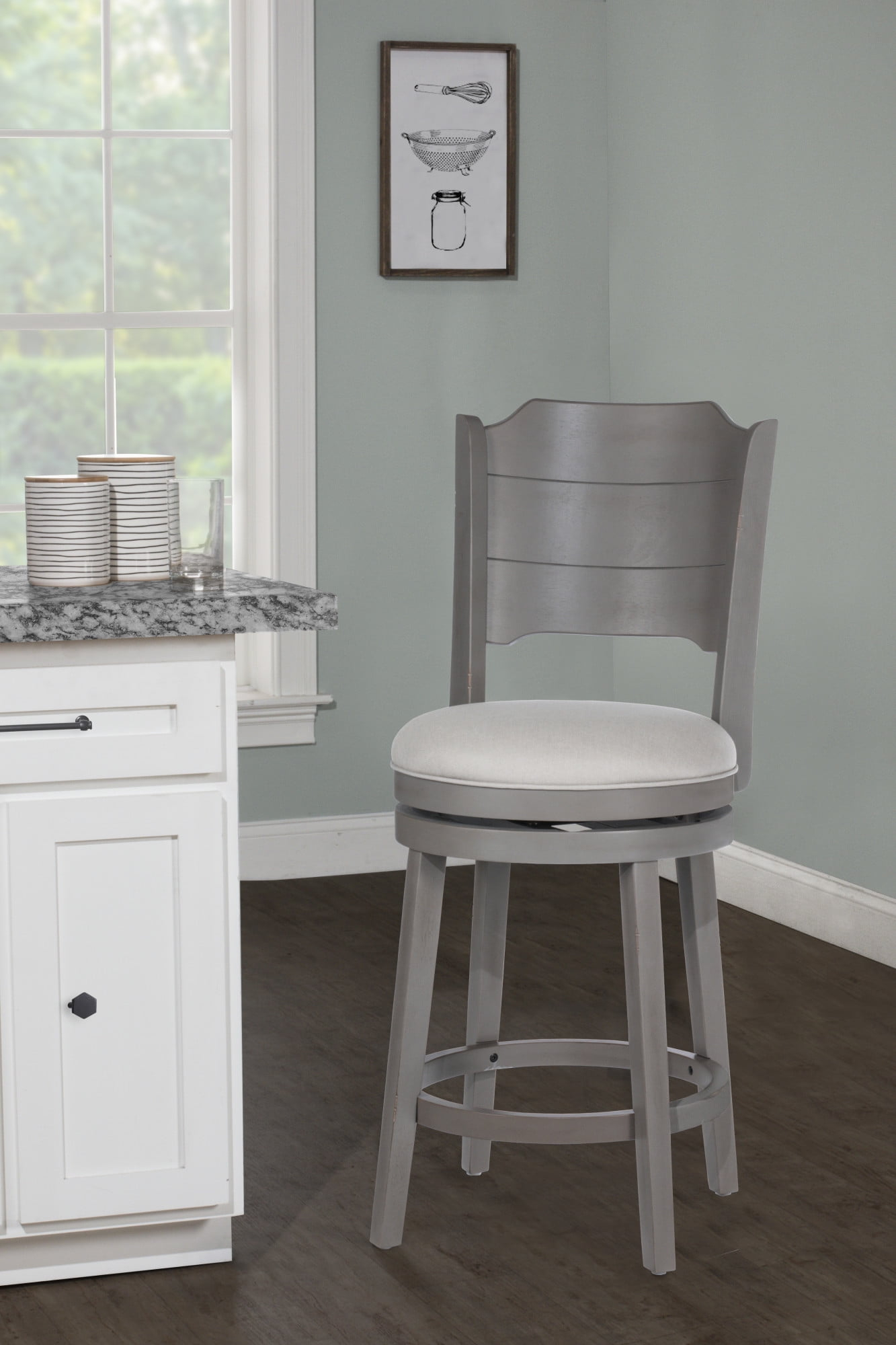 Hillsdale Furniture Clarion Wood Counter Height Swivel Stool, Distressed Gray