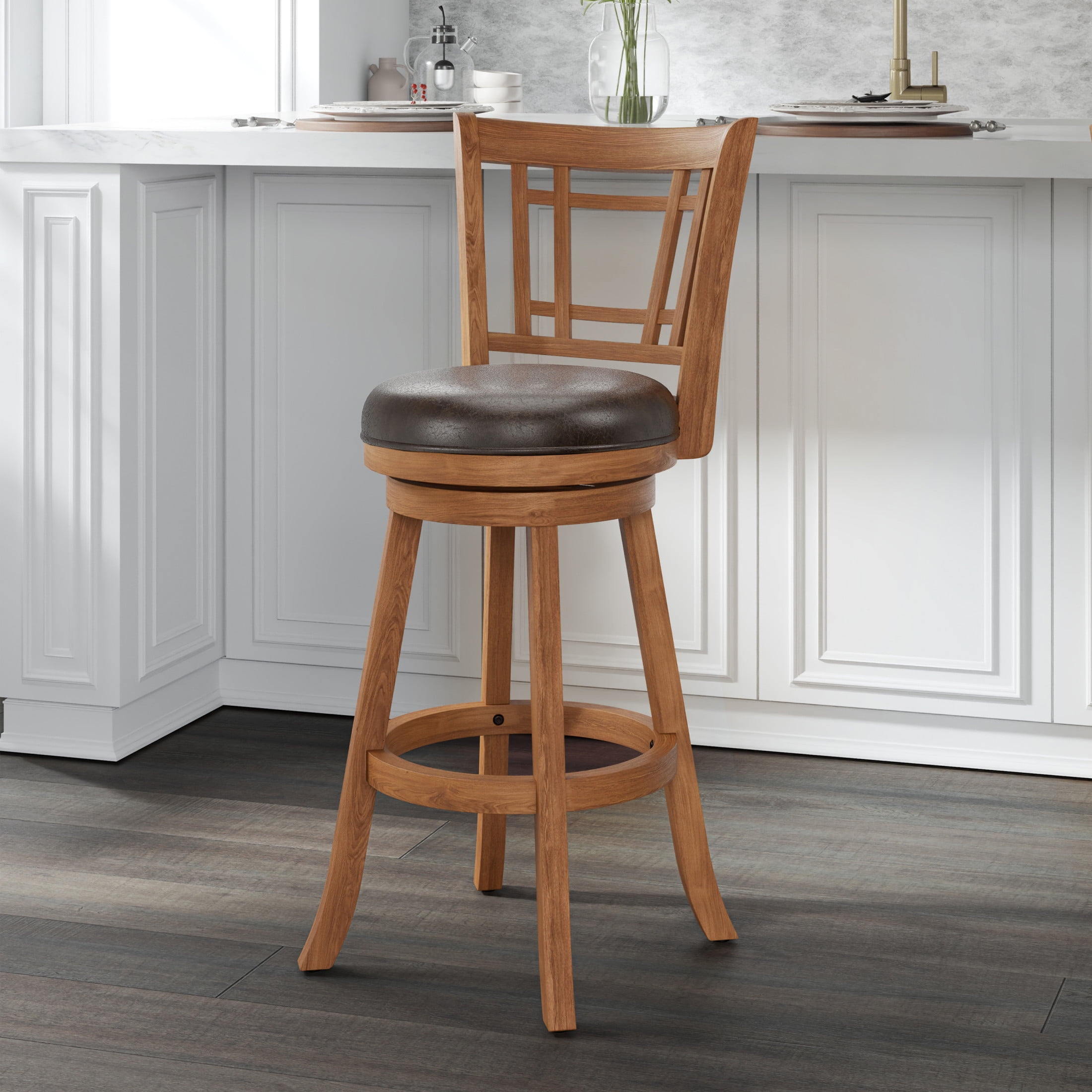 Hillsdale Furniture Fairfox Wood Bar Height Swivel Stool, Oak