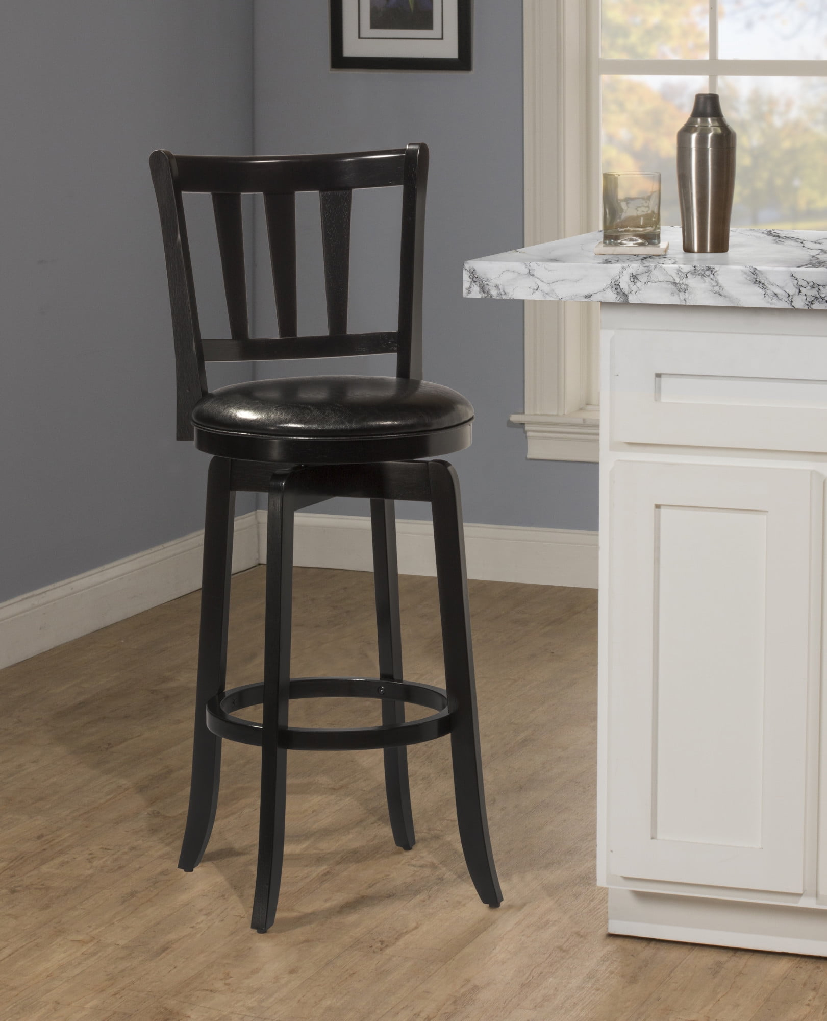 Hillsdale Furniture Presque Isle Wood Bar Height Swivel Stool, Black