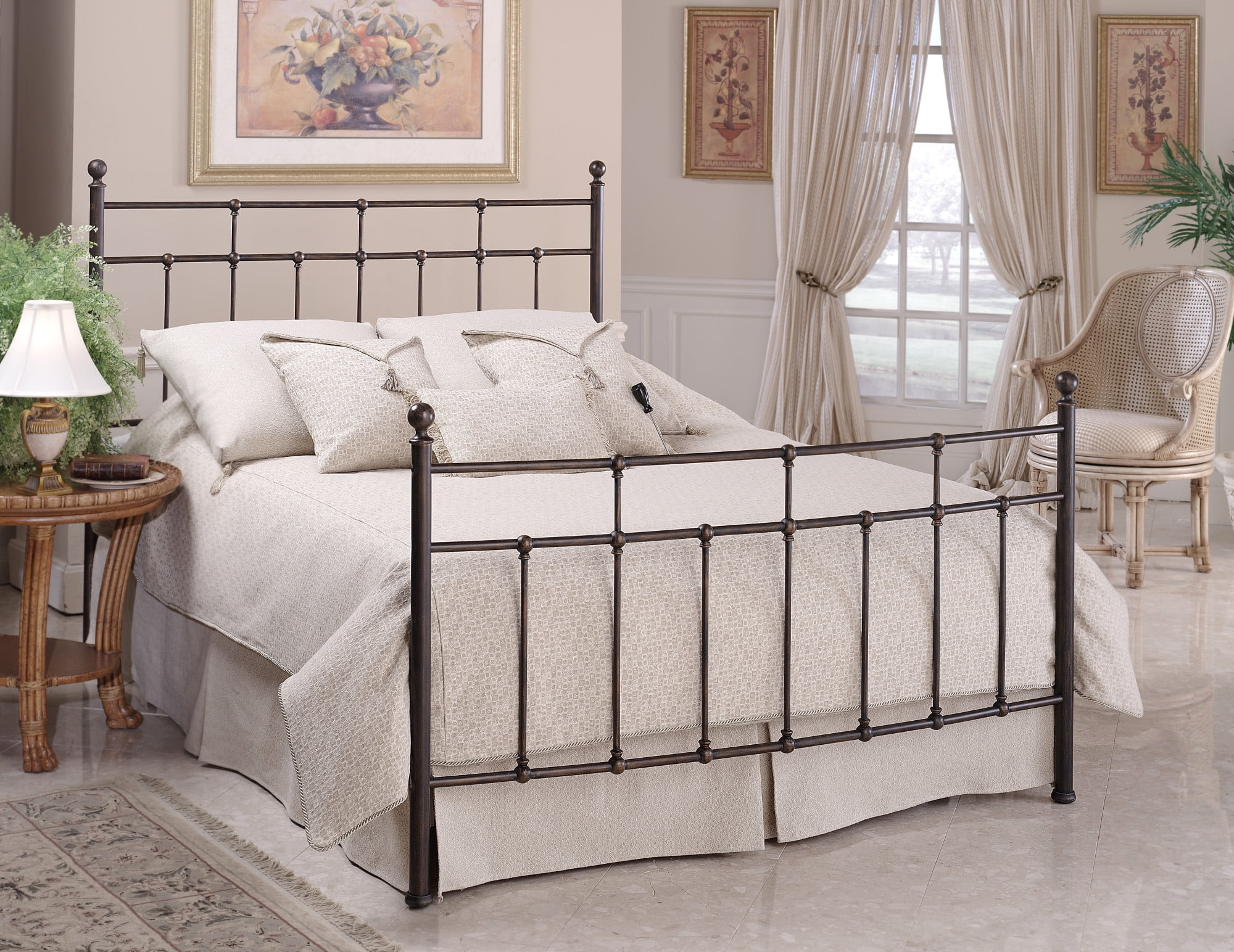 Hillsdale Furniture Providence Metal Full Bed with Spindle and Casting Design, Antique Bronze