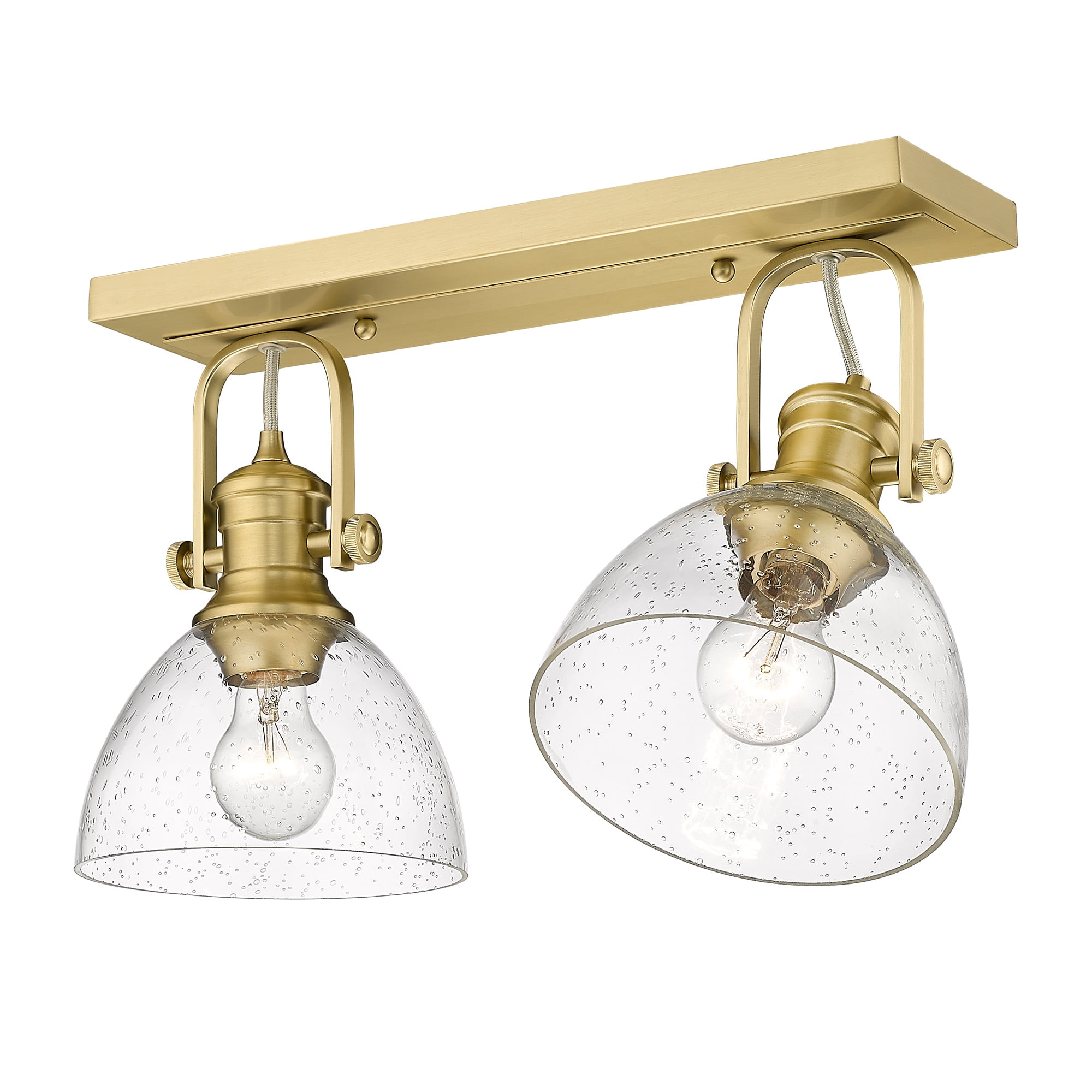 Golden Lighting Hines 2-Light Semi-flush in Brushed Champagne Bronze with Seeded Glass
