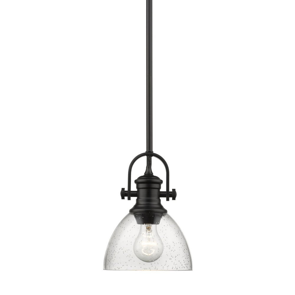 XiKe Hines Mini Pendant Matte Black with Seeded Glass