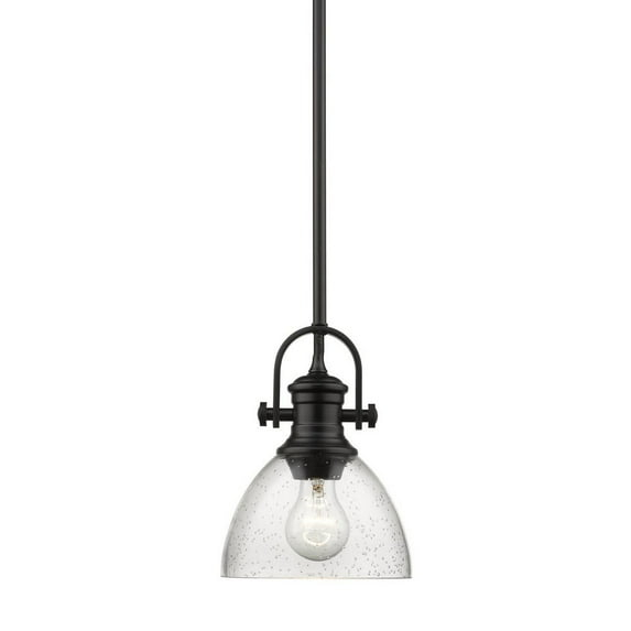 XiKe Hines Mini Pendant Matte Black with Seeded Glass
