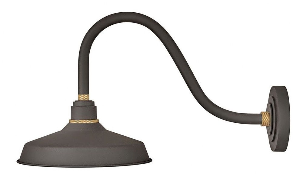 1 Light Medium Outdoor Gooseneck Barn Light Traditional And Industrial Style 12 Inch Wide By 13.75 Inch High-Museum Bronze Finish Hinkley Lighting