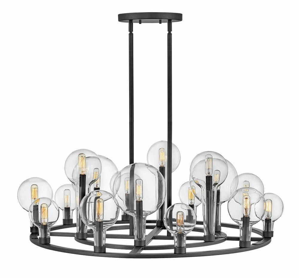 Fifteen Light Large Chandelier In Transitional-Industrial Style 37.75 Inches Wide By 16.25 Inches High-Black Finish Hinkley Lighting 30529Bk