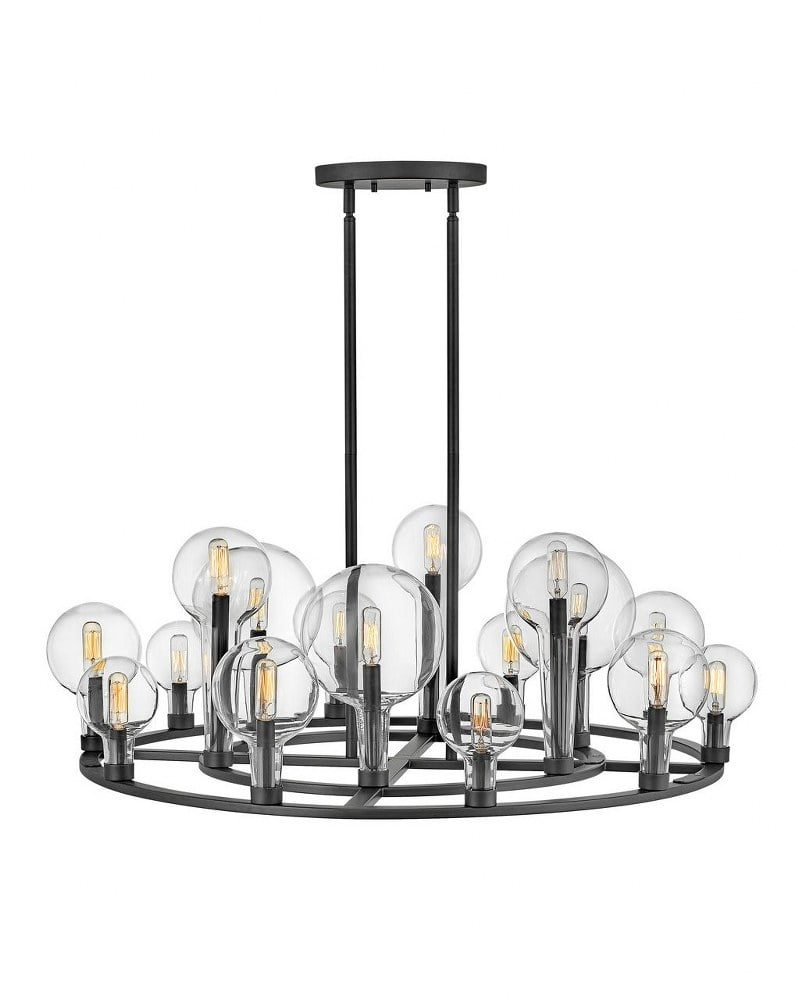 Fifteen Light Large Chandelier In Transitional-Industrial Style 37.75 Inches Wide By 16.25 Inches High-Black Finish Hinkley Lighting 30529Bk