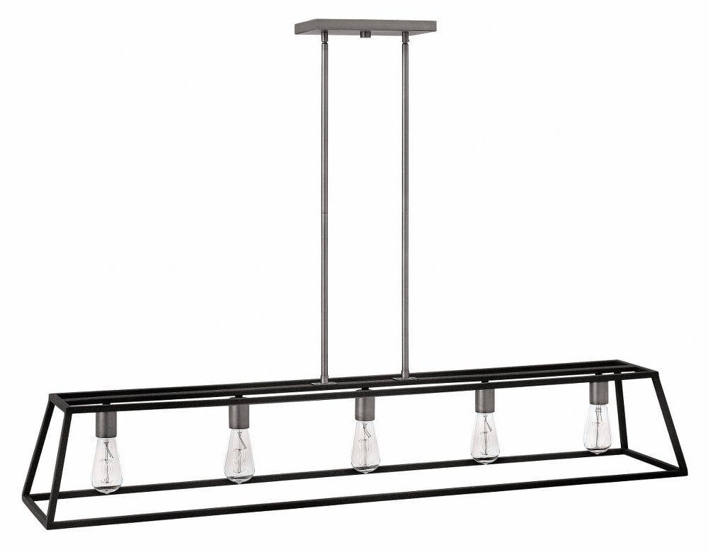 5 Light Open Frame Linear Chandelier In Transitional-Industrial Style 50 Inches Wide By 9 Inches High-Bronze Finish Hinkley Lighting 3335Bz