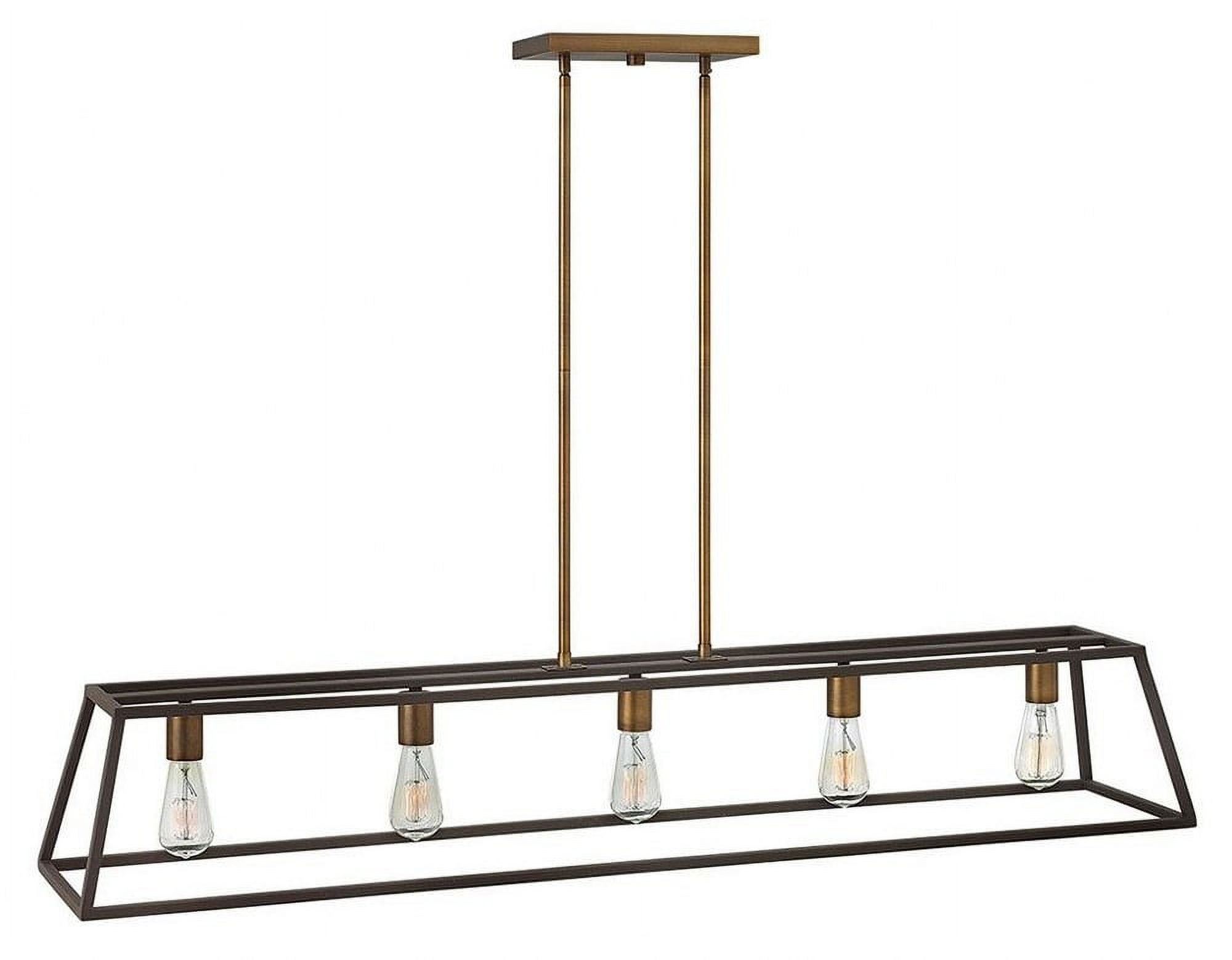 5 Light Open Frame Linear Chandelier In Transitional-Industrial Style 50 Inches Wide By 9 Inches High-Bronze Finish Hinkley Lighting 3335Bz