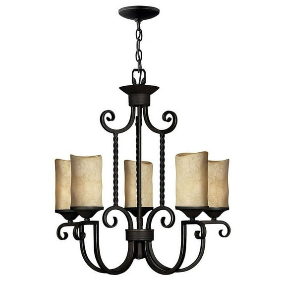 Hinkley Lighting H4015 Casa 5 Light 1 Tier Candle Style Pillar Candle Chandelier - Black