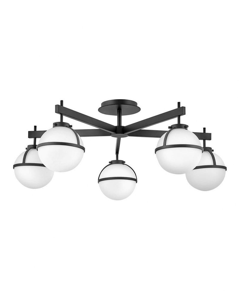 39674BK-Hinkley Lighting-Hollis - 22.5W 5 LED Extra Large Semi-Flush Mount - Transitional-Mid-Century Modern-Scandinavian Style - 32 Inch Wide by 12