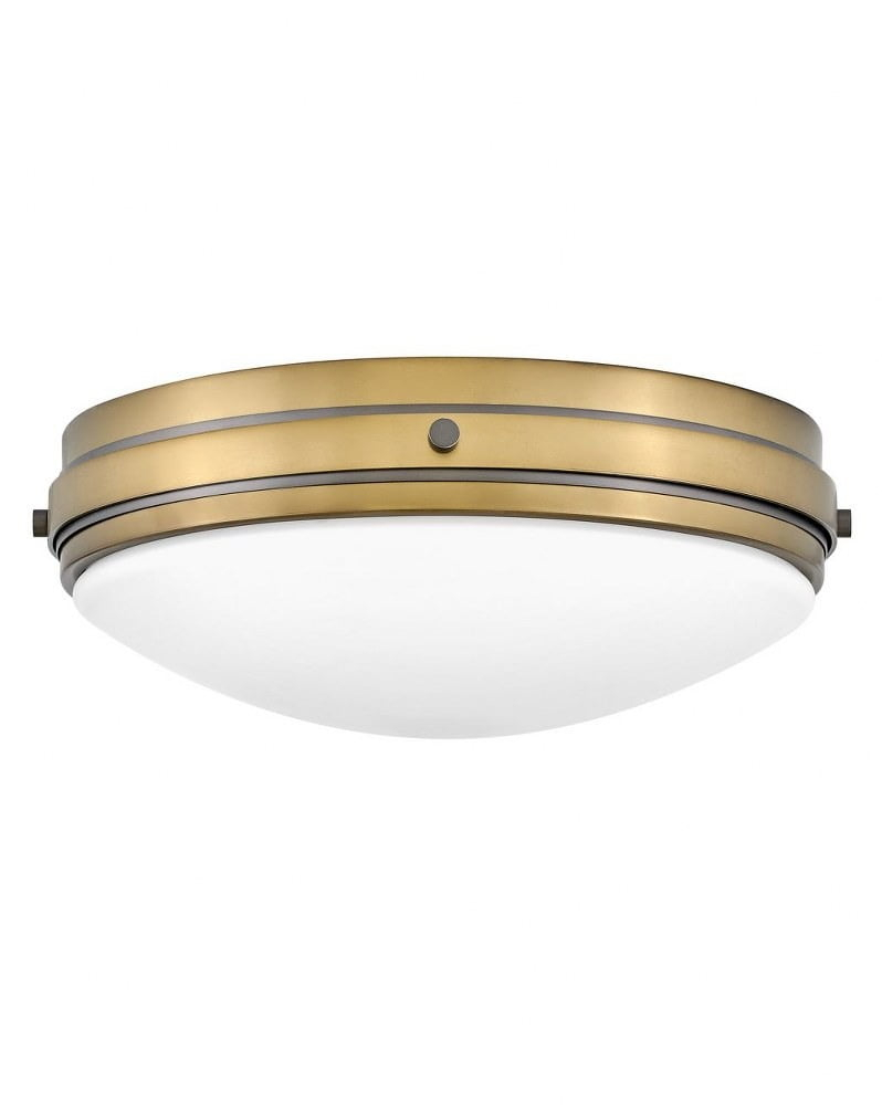Hinkley Oliver 15.75" 3-Light Shallow Flush Mount Ceiling Light w/ Etched Opal Glass