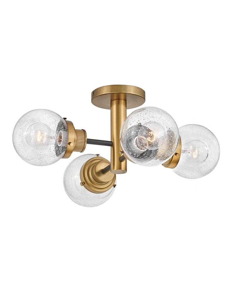 Hinkley Poppy Four-Light Semi-Flush Mount Ceiling Light w/ Clear Seedy Glass Globes