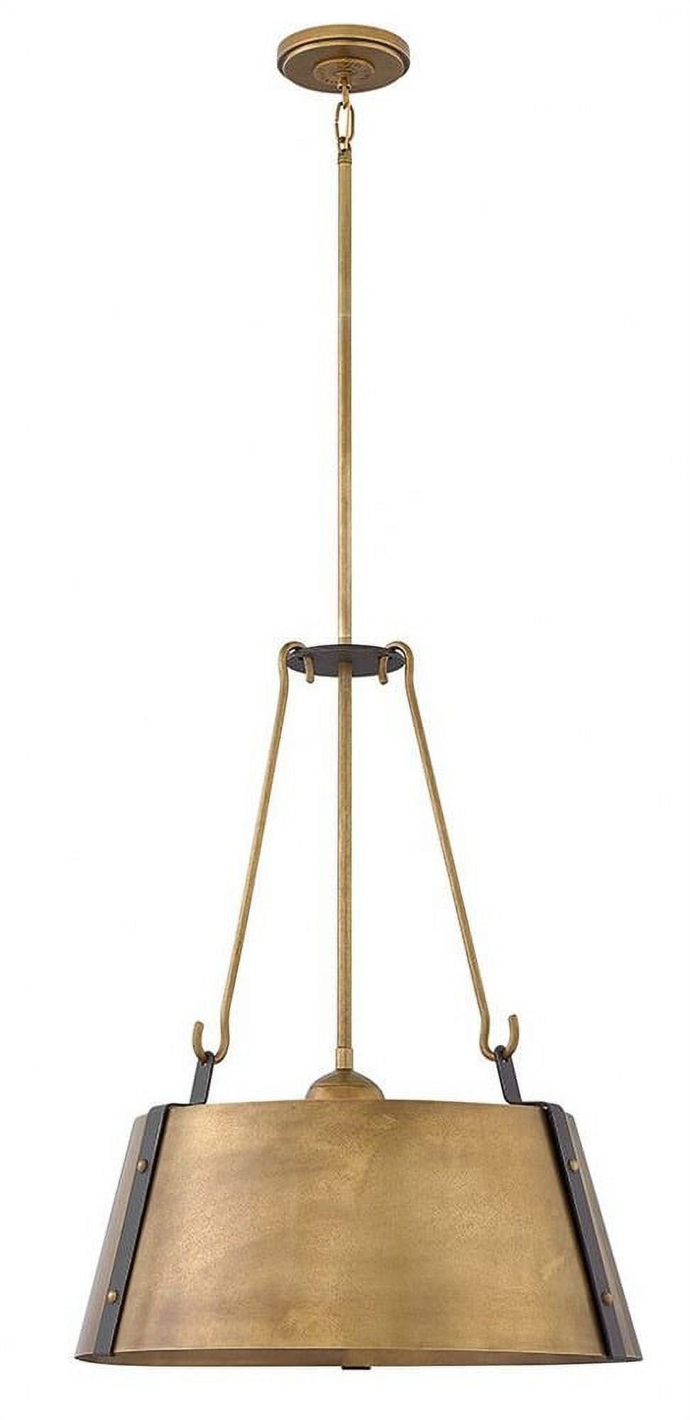 3 Light Large Drum Chandelier In Traditional-Rustic-Industrial Style 19.5 Inches Wide By 25 Inches High-Rustic Brass Finish Hinkley Lighting 3395Rs