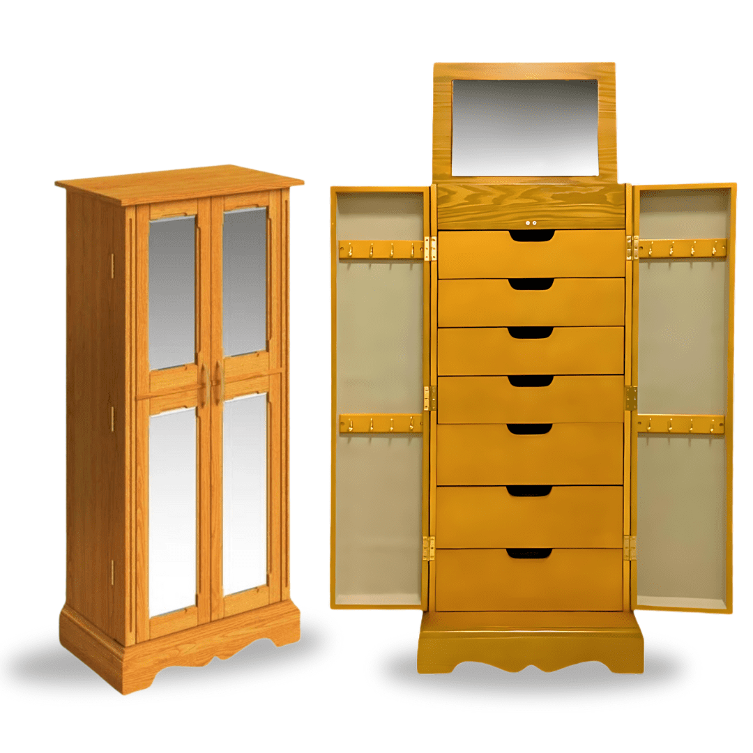 Hives & Honey Women's Chelsea Wood Jewelry Storage Armoire with Mirror Doors in Walnut