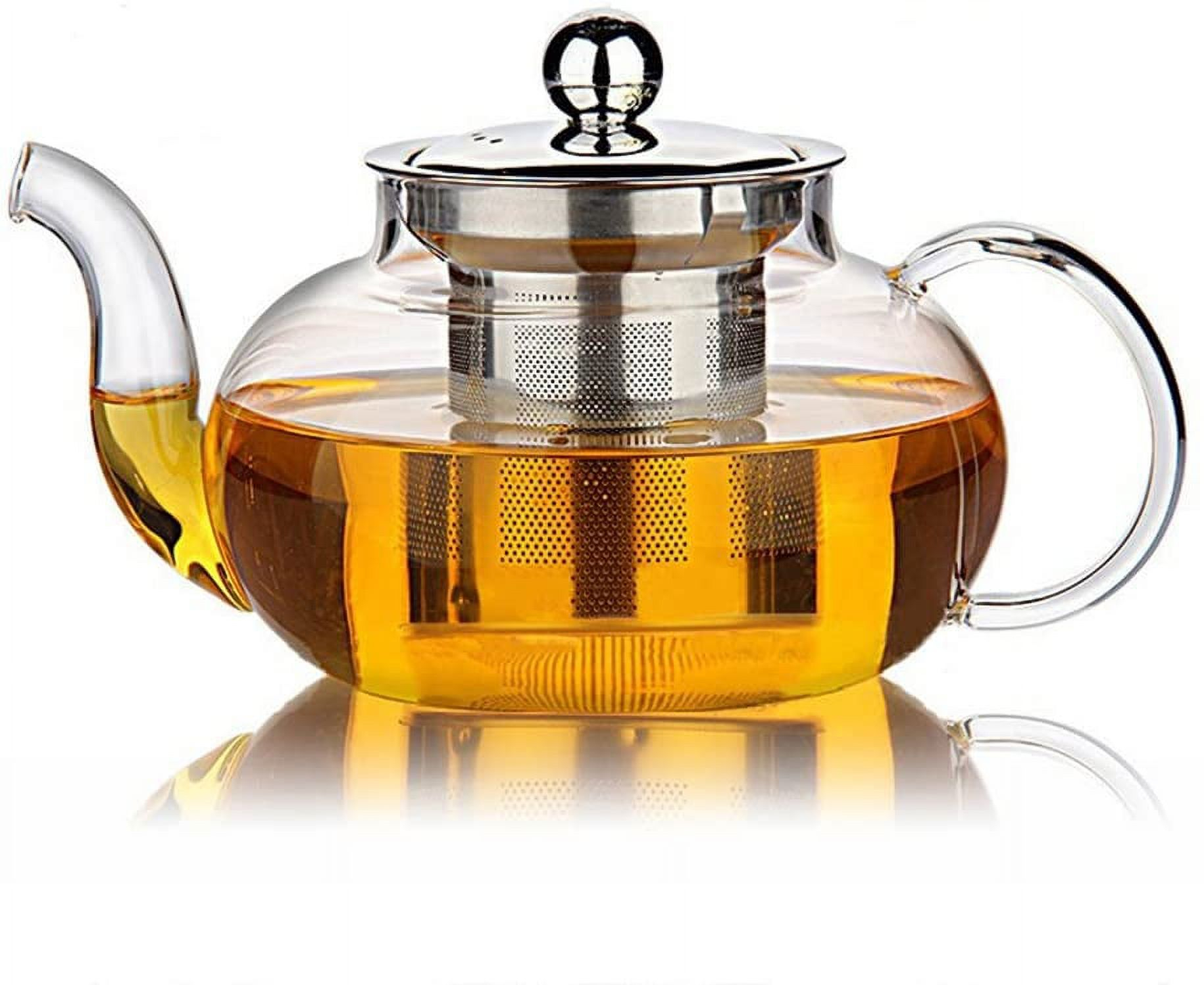 Hiware Glass Teapot with Removable Stainless Steel Lid & Infuser, 33 Ounce Teapot Stove Top Safe for Blooming & Loose Leaf