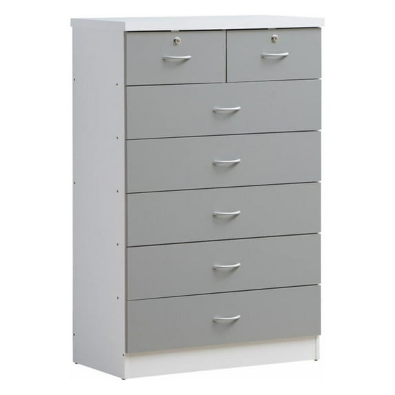 48 x 18 x 31.5 in. 7-Drawer Chest with Locks on 2-Top Drawers, Grey