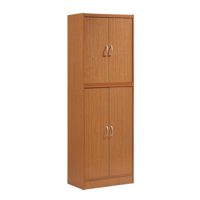 Hodedah Dining Room Storage 4 Door Kitchen Pantry China Cabinet, Cherry