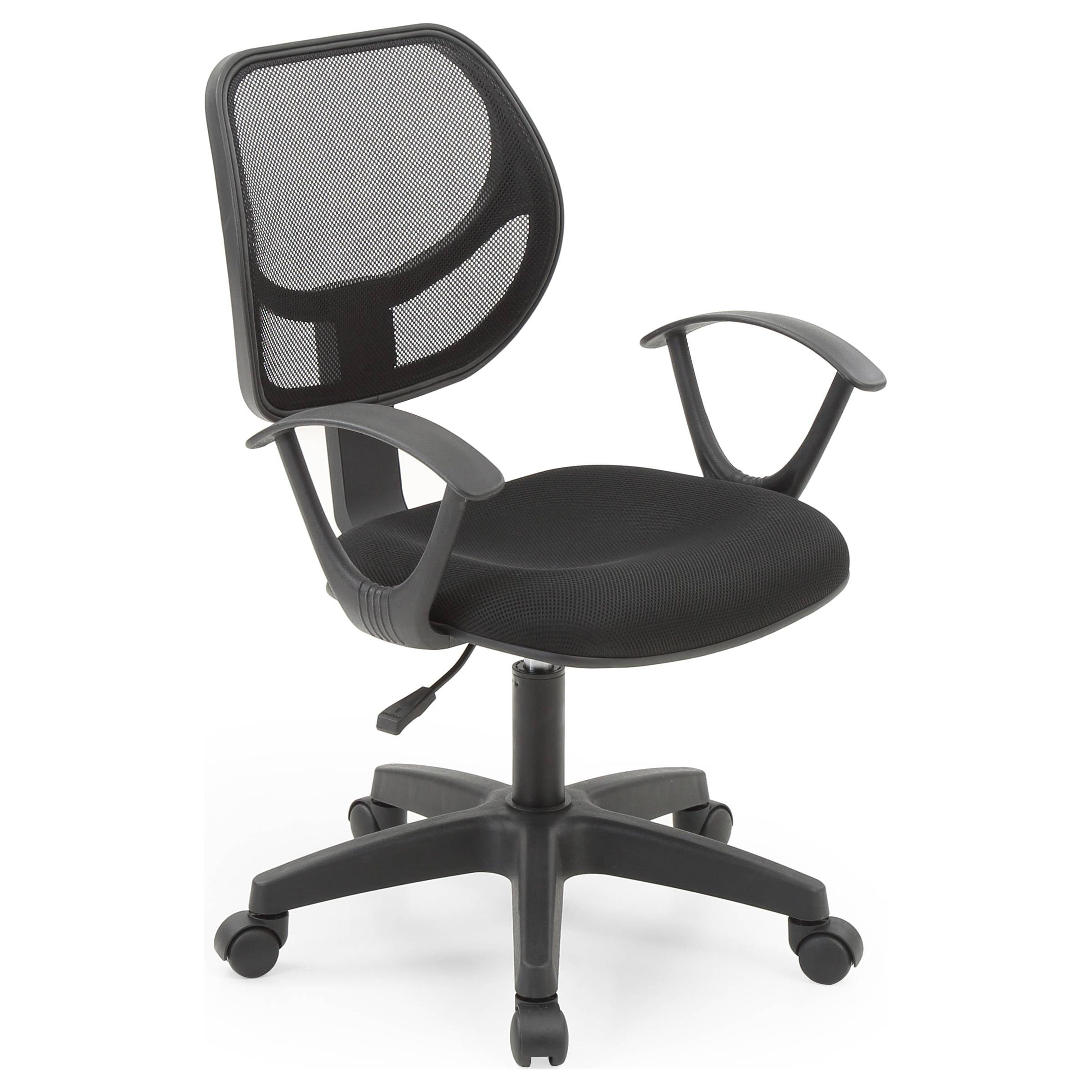 Hodedah Mesh, Mid-Back, Adjustable Height, Swiveling Task Chair, Black