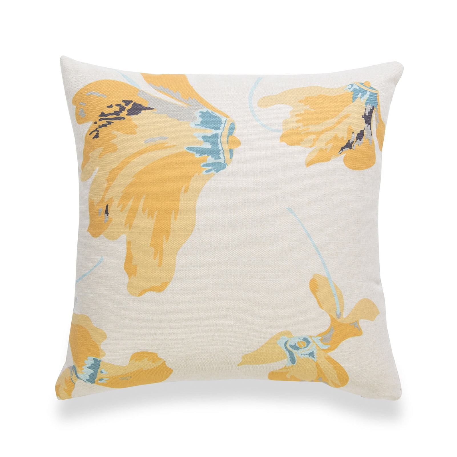 Hofdeco Spring Decorative Throw Pillow Cover ONLY, for Couch, Sofa, Bed, Yellow Floral, 18"x18"