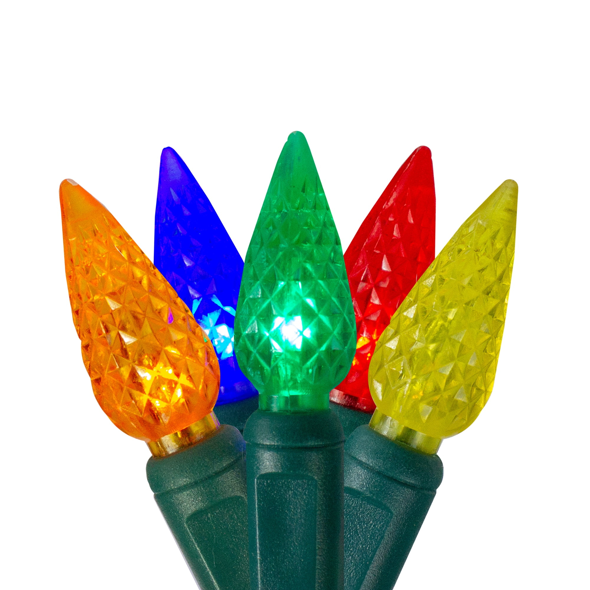 Hofert 70 Orange and Green LED Facet C6 Twinkling Christmas Lights - 23.5 ft Green Wire