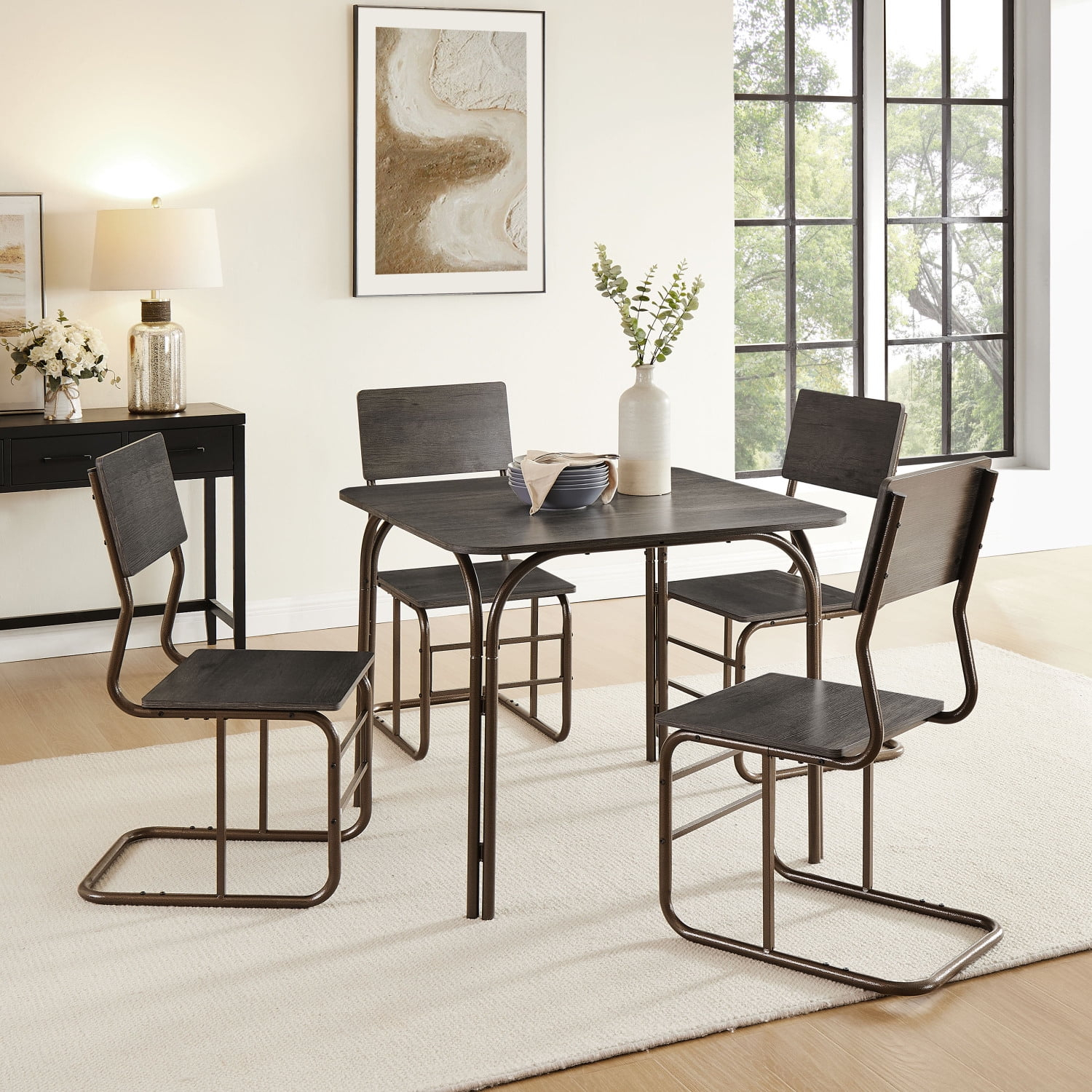 Holaki 5-Piece Dining Table Set, Wood Table & 4 Chairs, Modern Dining Table Furniture Set for Home, Kitchen, Dining Room
