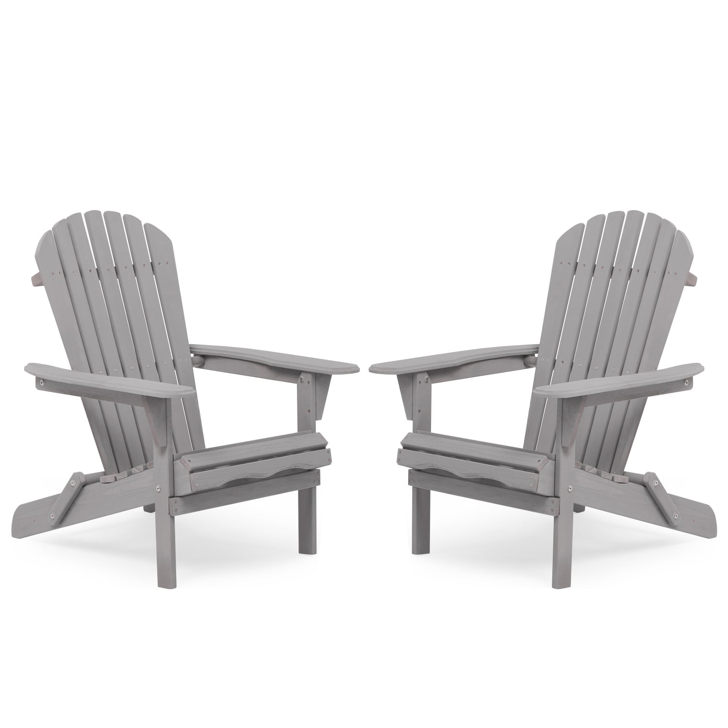 Triple Tree Wood Adirondack Folding Chairs - Set of 2, Gray